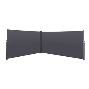 English Elm 276" Retractable Side Awning Privacy Screen 276"x71" Waterproof UV-Resistant Balcony Divider Grey Shade W419P143092