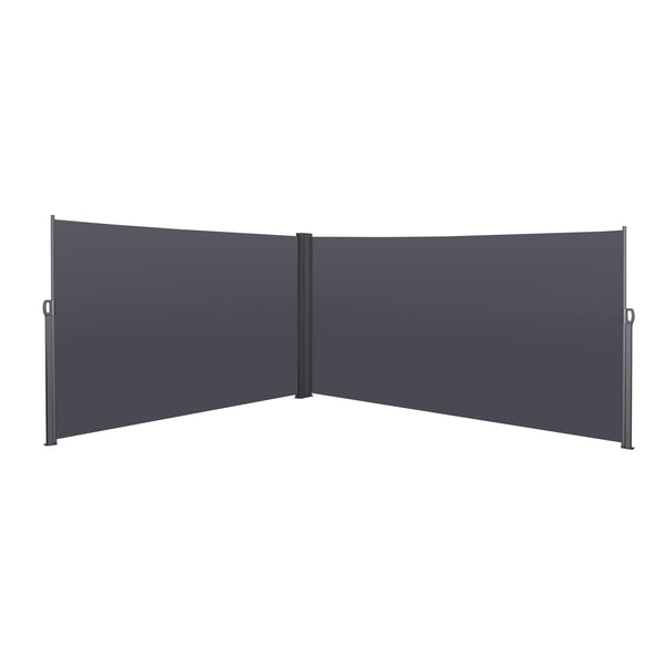English Elm 276" Retractable Side Awning Privacy Screen 276"x71" Waterproof UV-Resistant Balcony Divider Grey Shade W419P143092