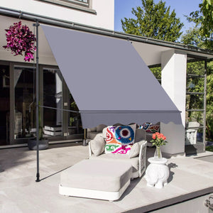 English Elm Manual Retractable Awning 118'' - Durable Outdoor Sun Shade Canopy With Uv Protection & Adjustable Design W419142761