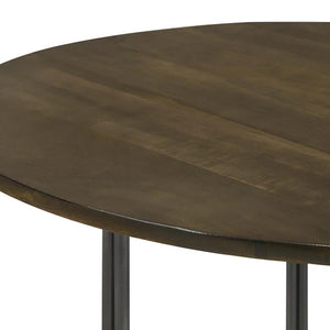 English Elm Natural Round Accent Table With Mango Wood Top & Gunmetal Frame - Stylish & Versatile Decor Piece B062P153907