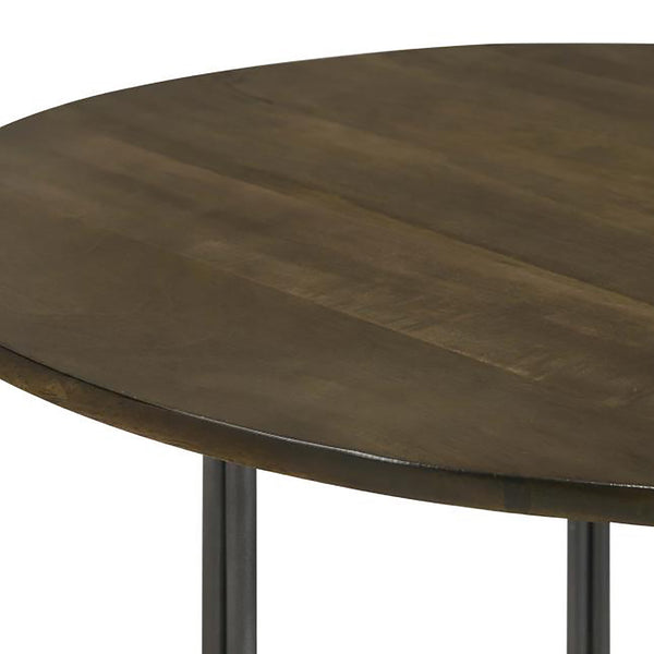 English Elm Natural Round Accent Table With Mango Wood Top & Gunmetal Frame - Stylish & Versatile Decor Piece B062P153907