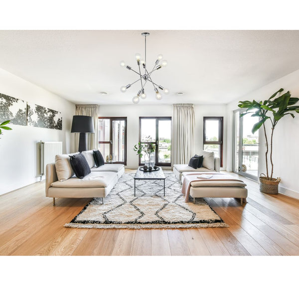 English Elm Modern Sputnik 10-Light Chandelier Chrome with Adjustable Arms, Dimmable, G25/G30 Compatible, Sloped Ceiling Adapter B130P152407