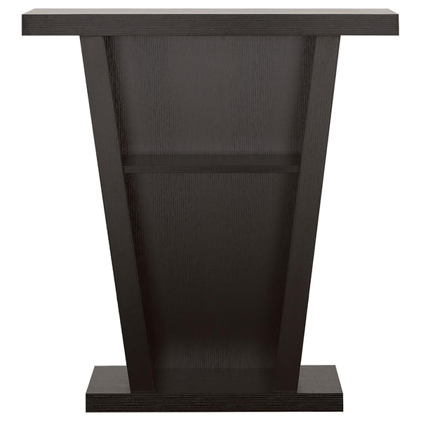 English Elm Cappuccino V-Shape 2-Shelf Console Table with Deep Finish, Solid Wood Build & Graduated Display Surfaces B062P153906