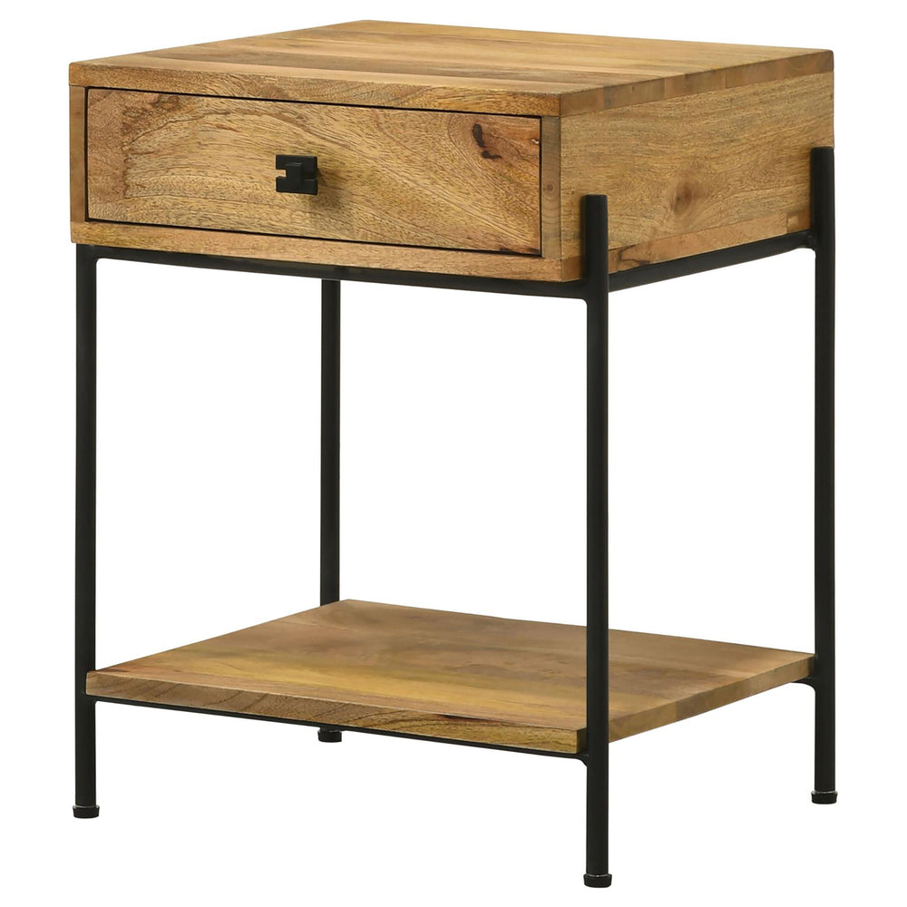English Elm Natural Mango Accent Table With Drawer & Bottom Shelf - Stylish Storage For Small Spaces! B062P153900