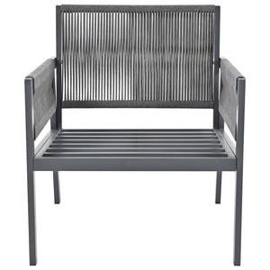 English Elm K&k Outdoor 4 Piece Rope Woven Patio Set with Tempered Glass Table Deep Cushions Grey SK000003AAG