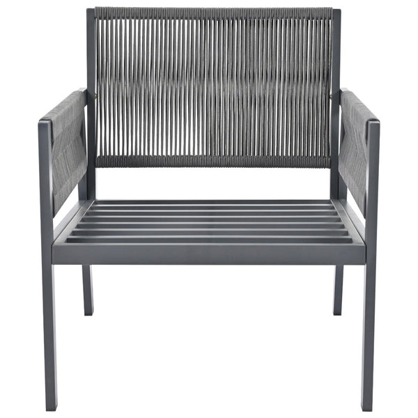English Elm K&k Outdoor 4 Piece Rope Woven Patio Set with Tempered Glass Table Deep Cushions Grey SK000003AAG