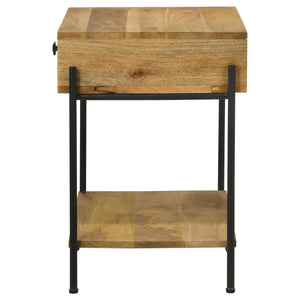 English Elm Natural Mango Accent Table With Drawer & Bottom Shelf - Stylish Storage For Small Spaces! B062P153900