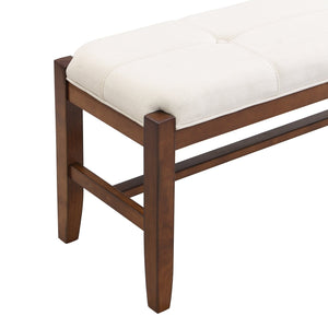 English Elm 4-Piece Modern Dining Set with 46" Faux Marble Table, Upholstered Bench & Chairs, Space-Saving Chic SQ000084AAK