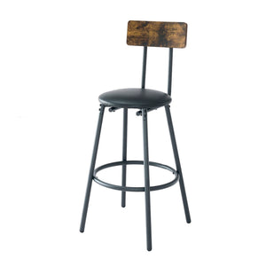 English Elm Bar Table Set 3 Piece Pub Dining with Pu Stools Iron Frame for Small Spaces W1903P149802
