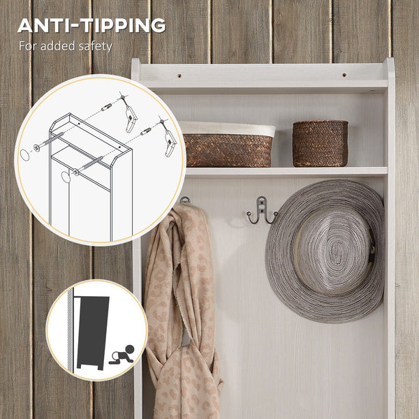 English Elm HOMCOM Rustic Hall Tree Bench with Shoe Storage & Coat Rack, Wood Grain Accent, Sturdy 264 lb Seat W2225P156085