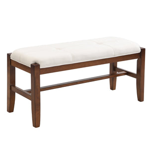 English Elm 4-Piece Modern Dining Set with 46" Faux Marble Table, Upholstered Bench & Chairs, Space-Saving Chic SQ000084AAK