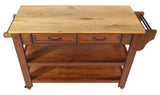 English Elm 57 Inch Rolling Kitchen Island With Storage,Kitchen Cart With Solid Oak Wood Top,Two-Sided Kitchen Island Cart On Wheels ,Wine and Spice Rack, Large Kitchen Cart With 2 Drawers, Walnut+Natural Top