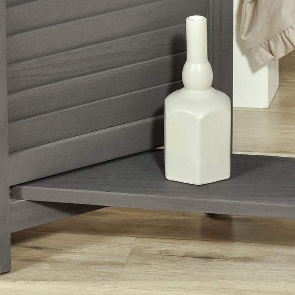 English Elm Homcom 4-Panel Folding Room Divider With Shelves - Stylish Gray Privacy Screen For Bedroom & Office W2225P156079