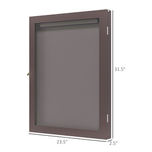 English Elm HOMCOM Jersey Display Case 23.5"x31.5" Wall-Mounted Acrylic Shadow Box with Lockable Hinge & UV Guard Brown W2225P156072