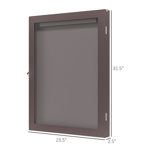 English Elm HOMCOM Jersey Display Case 23.5"x31.5" Wall-Mounted Acrylic Shadow Box with Lockable Hinge & UV Guard Brown W2225P156072