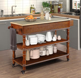 English Elm 56 Inch Rolling Kitchen Island With Storage,Kitchen Cart With Solid Oak Wood Top,Two-Sided Kitchen Island Cart On Wheels , Wine and Spice Rack, Large Kitchen Cart With 2 Drawers, Walnut+Natural Top