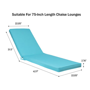 English Elm Outdoor Chaise Lounge Cushion Set - Plush Sky Blue Replacement For Comfort & Durability, 1Pc W419142369-GIGA