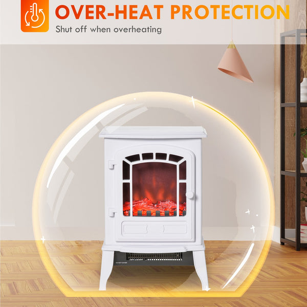 English Elm Homcom 22" Electric Fireplace Stove - Compact Heater With Realistic Flame, Safety Features & Style W2225P156081
