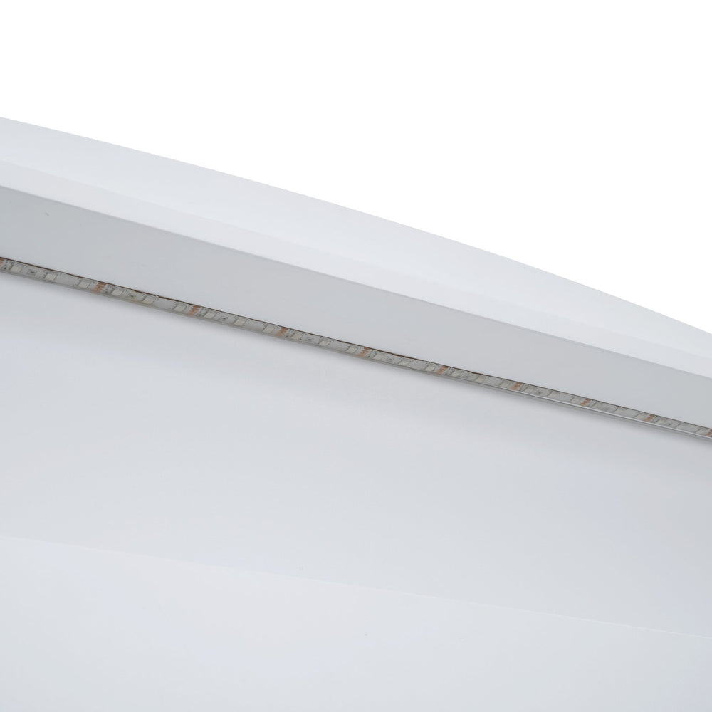 English Elm Twin Platform Bed with LED Headboard, Trundle & 3 Drawers White — Storage, Solid Wood Design GX000722AAK