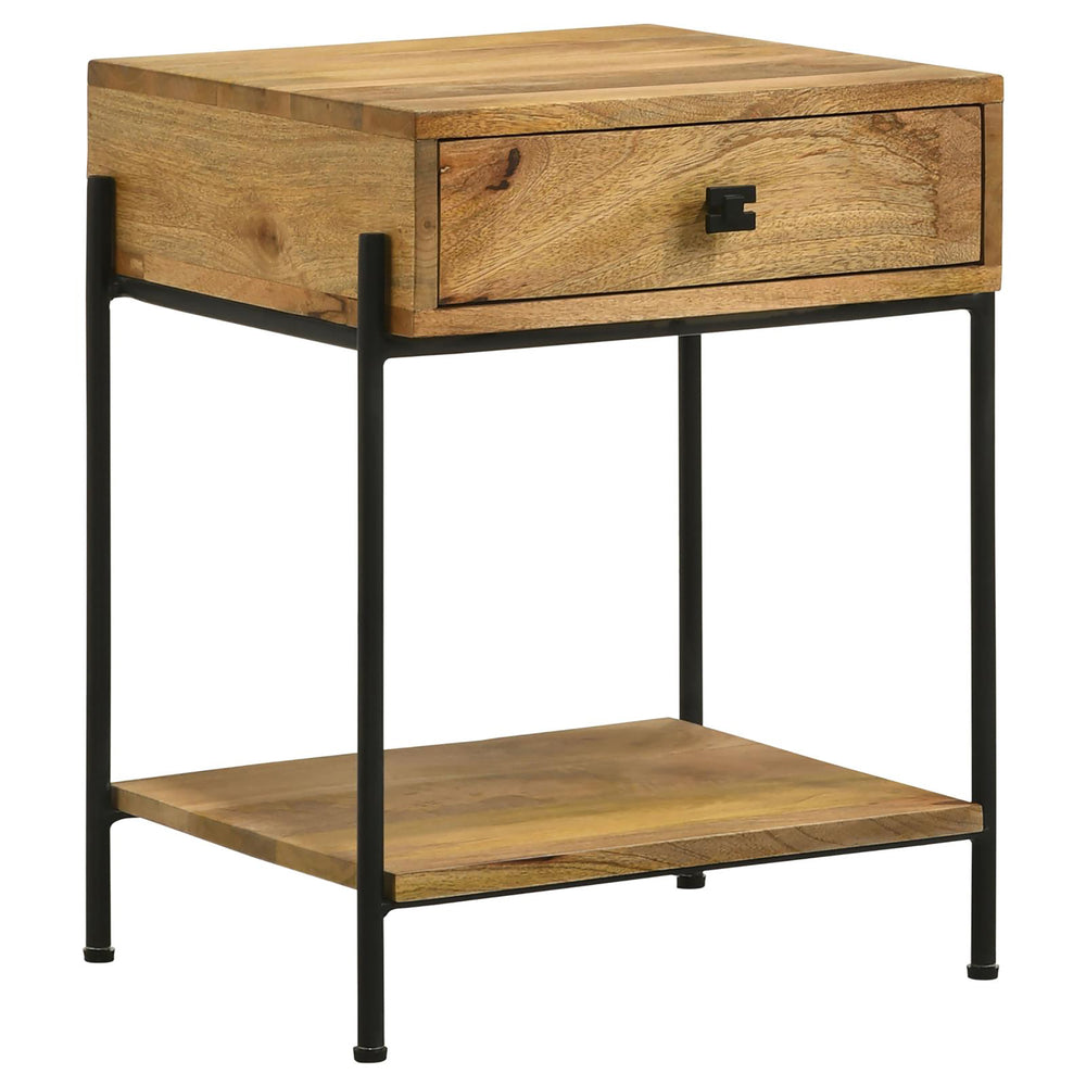English Elm Natural Mango Accent Table With Drawer & Bottom Shelf - Stylish Storage For Small Spaces! B062P153900