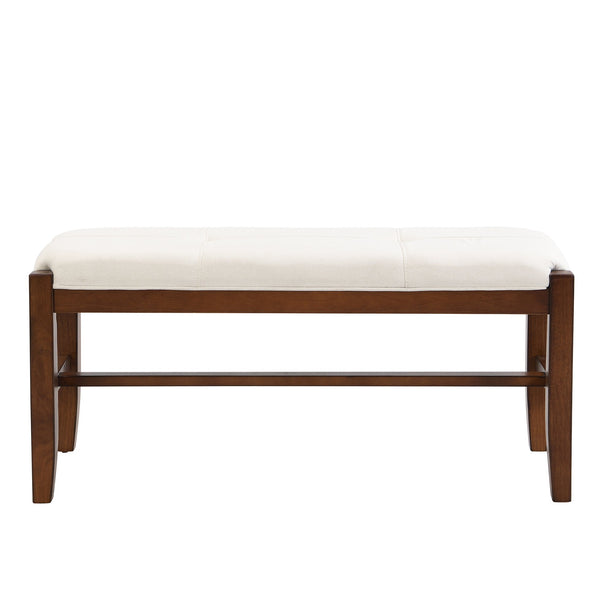 English Elm 4-Piece Modern Dining Set with 46" Faux Marble Table, Upholstered Bench & Chairs, Space-Saving Chic SQ000084AAK