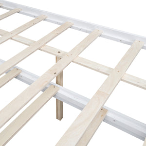 English Elm Full Full Size Platform Bed with LED Headboard, Storage Drawers & Twin Trundle, Solid Wood White GX000723AAK