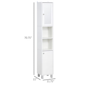 English Elm Kleankin Tall Bathroom Storage Cabinet With Mirror - Space-Saving Freestanding Tower For Stylish Organization W2225P156091