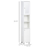 English Elm Kleankin Tall Bathroom Storage Cabinet With Mirror, Wooden Freestanding Tower Cabinet With Adjustable Shelves, For Bathroom, Or Living Room, White