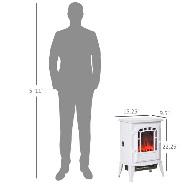 English Elm Homcom 22" Electric Fireplace Stove - Compact Heater With Realistic Flame, Safety Features & Style W2225P156081