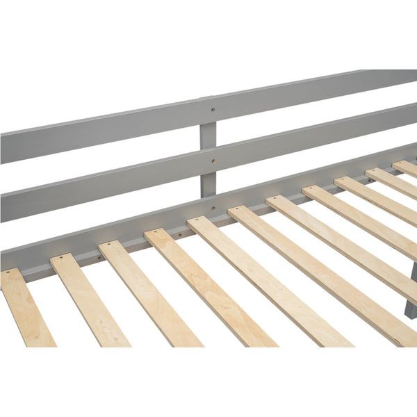 English Elm Twin Low Loft Bed with Ladder and Guardrails for Kids – Pine-MDF Durable Design, Safe Play Space Gray WF313084AAE