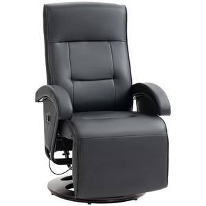 English Elm HOMCOM PU Recliner Chair with Footrest & 135° Recline, 360° Swivel, Padded Arms, Durable 330lb Support W2225P156077