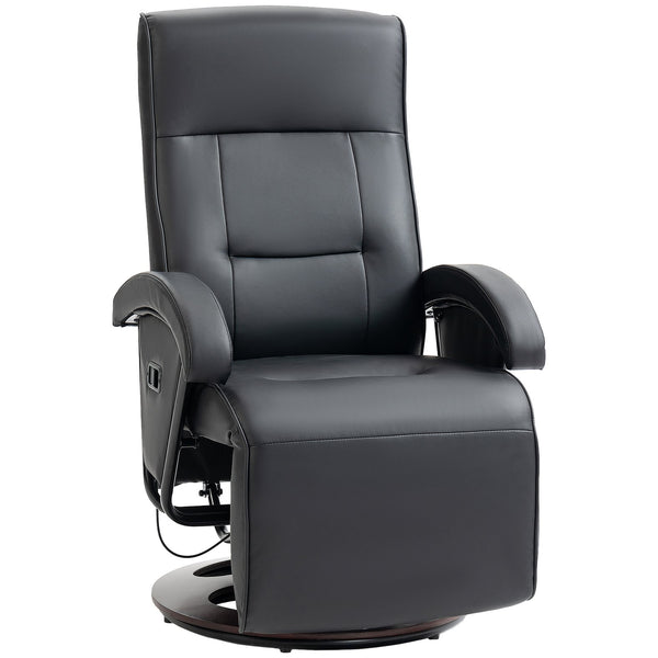 English Elm HOMCOM PU Recliner Chair with Footrest & 135° Recline, 360° Swivel, Padded Arms, Durable 330lb Support W2225P156077