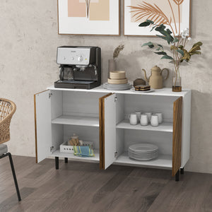 English Elm HOMCOM Chevron Door Sideboard Buffet Cabinet with Push-Open Doors, Adjustable Shelves, Brown W2225P156076