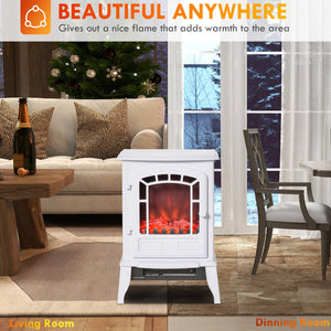 English Elm Homcom 22" Electric Fireplace Stove - Compact Heater With Realistic Flame, Safety Features & Style W2225P156081