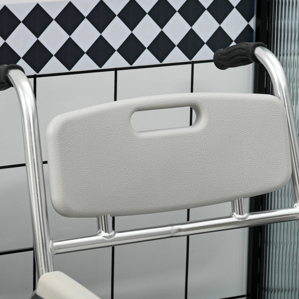 English Elm HOMCOM 3-in-1 Shower Commode Wheelchair with Padded Seat, Waterproof Aluminum Frame, 330 lb Capacity W2225P156080