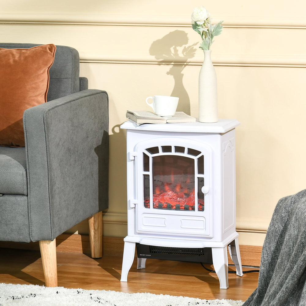 English Elm Homcom 22" Electric Fireplace Stove - Compact Heater With Realistic Flame, Safety Features & Style W2225P156081
