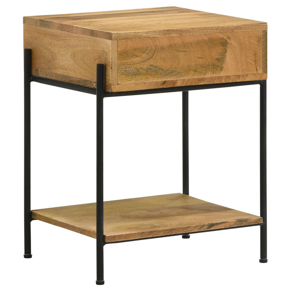 English Elm Natural Mango Accent Table With Drawer & Bottom Shelf - Stylish Storage For Small Spaces! B062P153900