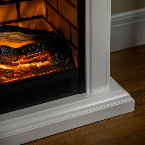 English Elm HOMCOM 31" Electric Fireplace Mantel with Dimmable Flame, Remote Control, 1400W Heater, White W2225P156090