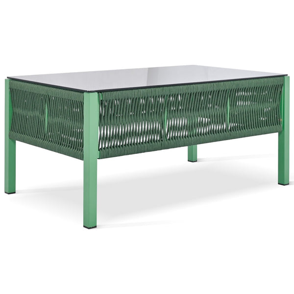 English Elm K&k Outdoor 4 Piece Rope Woven Patio Set with Tempered Glass Table Deep Cushions Green SK000003AAE