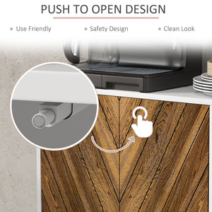 English Elm HOMCOM Chevron Door Sideboard Buffet Cabinet with Push-Open Doors, Adjustable Shelves, Brown W2225P156076