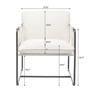 English Elm 2 Teddy Fabric Upholstered Armchairs Iron Frame Side Pockets Living Room Seating Set W680P145263