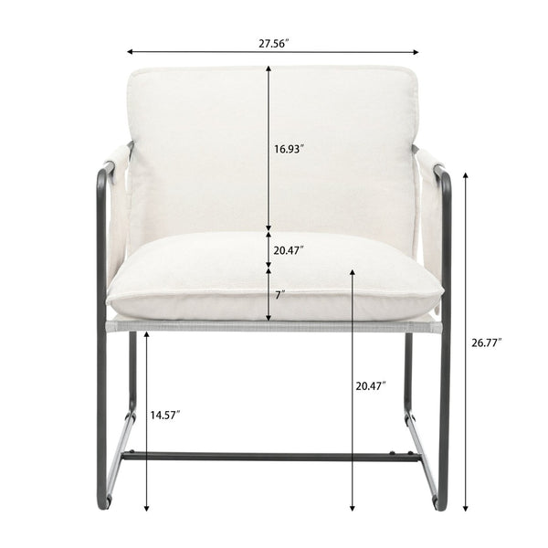 English Elm 2 Teddy Fabric Upholstered Armchairs Iron Frame Side Pockets Living Room Seating Set W680P145263