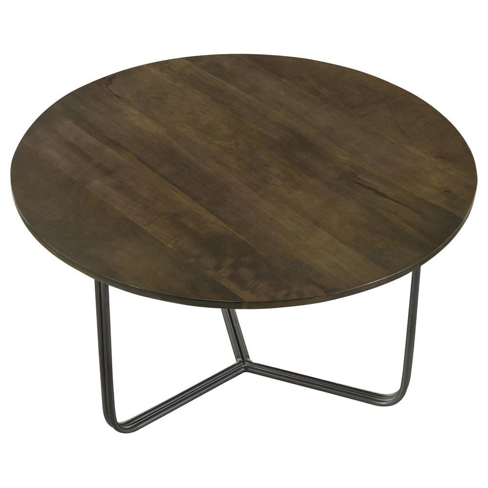 English Elm Natural Round Accent Table With Mango Wood Top & Gunmetal Frame - Stylish & Versatile Decor Piece B062P153907