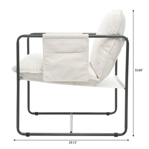 English Elm 2 Teddy Fabric Upholstered Armchairs Iron Frame Side Pockets Living Room Seating Set W680P145263