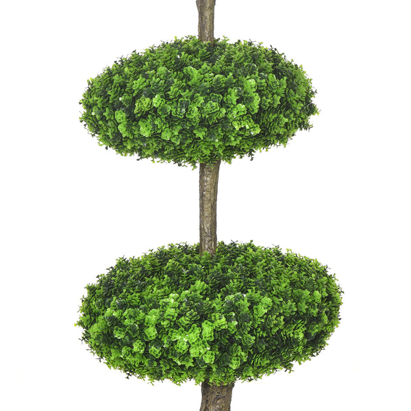 English Elm HOMCOM Pair of 43.25" Artificial Boxwood Topiary Trees in Pots – Realistic, Low-Maintenance Decor W2225P156078