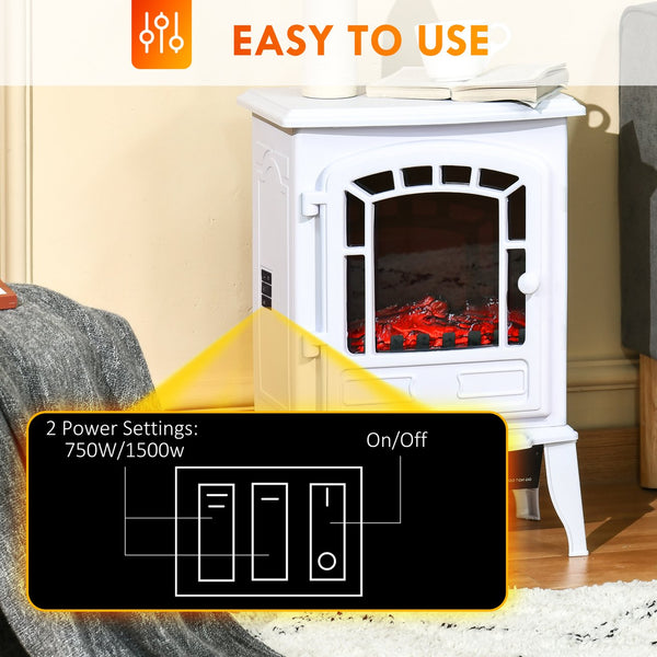 English Elm Homcom 22" Electric Fireplace Stove - Compact Heater With Realistic Flame, Safety Features & Style W2225P156081