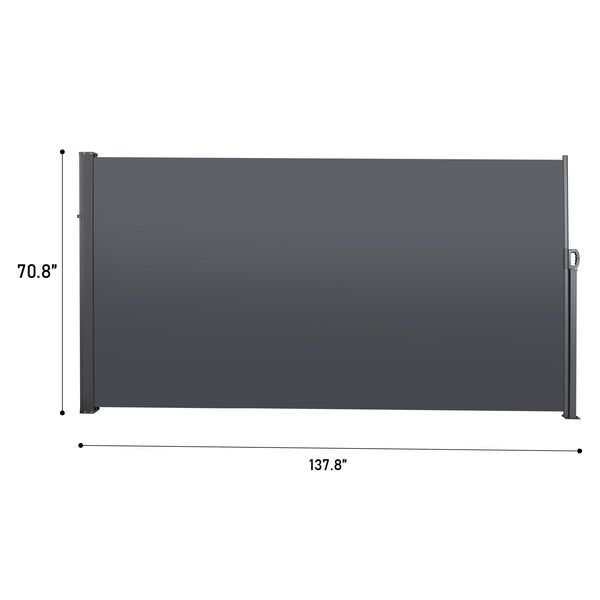 English Elm 138" Retractable Side Awning 138"x71" Waterproof UV-Resistant Privacy Screen Roll-Up Balcony Gray W419P143091