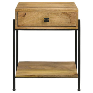 English Elm Natural Mango Accent Table With Drawer & Bottom Shelf - Stylish Storage For Small Spaces! B062P153900