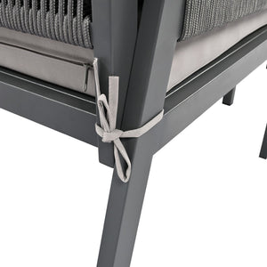 English Elm K&k Outdoor 4 Piece Rope Woven Patio Set with Tempered Glass Table Deep Cushions Grey SK000003AAG