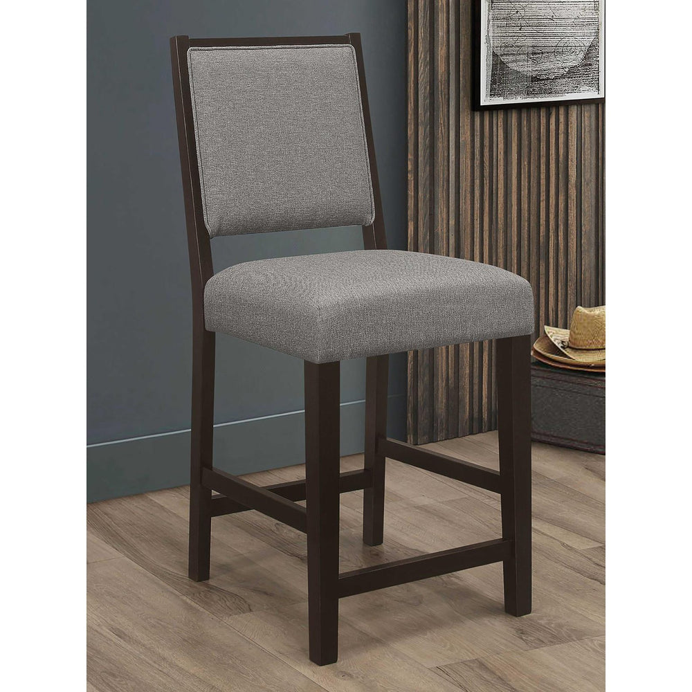 English Elm Grey Counter Stools Set of 2 with Espresso Frame and Footrest — Upholstered Grey Seats, Durable Woods B062P153903